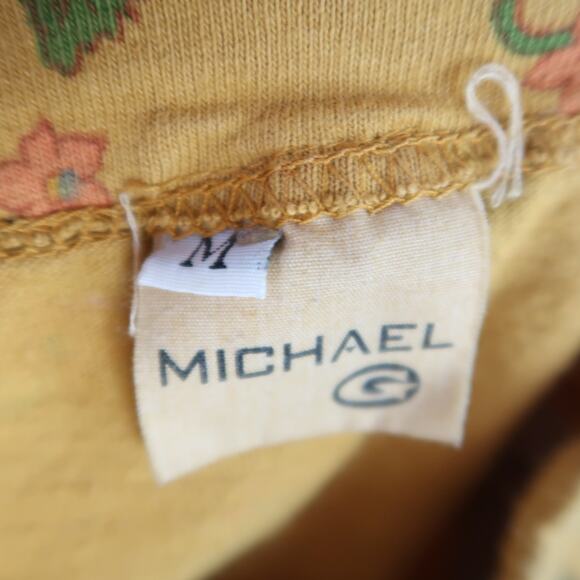 Vintage 90s Michael G Mustard Yellow Floral Button Front Top M - Picture 5 of 6